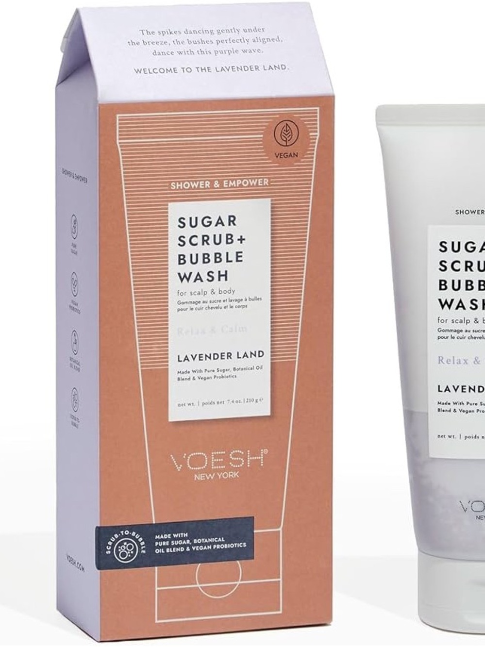 Voesh Lavender Land Sugar Scrub + Bubble Wash - Lavender Land 7.4 Fl oz
